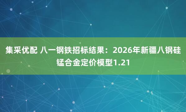集采优配 八一钢铁招标结果：2026年新疆八钢硅锰合金定价模型1.21
