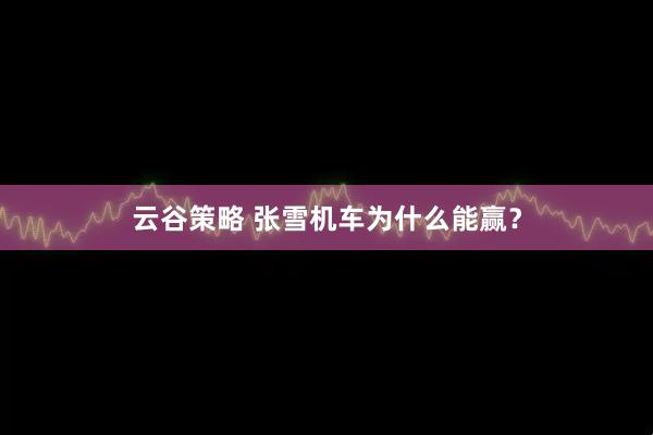 云谷策略 张雪机车为什么能赢？